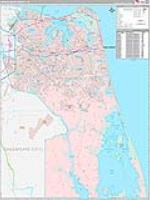 Virginia Beach, Va Wall Map Zip Code
